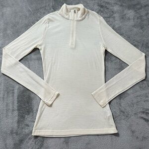 Icebreaker Merino 200 1/4 Zip Base Layer Long Sleeve Pullover Womens S Ivory